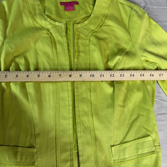 Sunny Leigh Women's sz 4 Chartreuse Jacket Open Front Stretch Textured - Picture 9 of 9